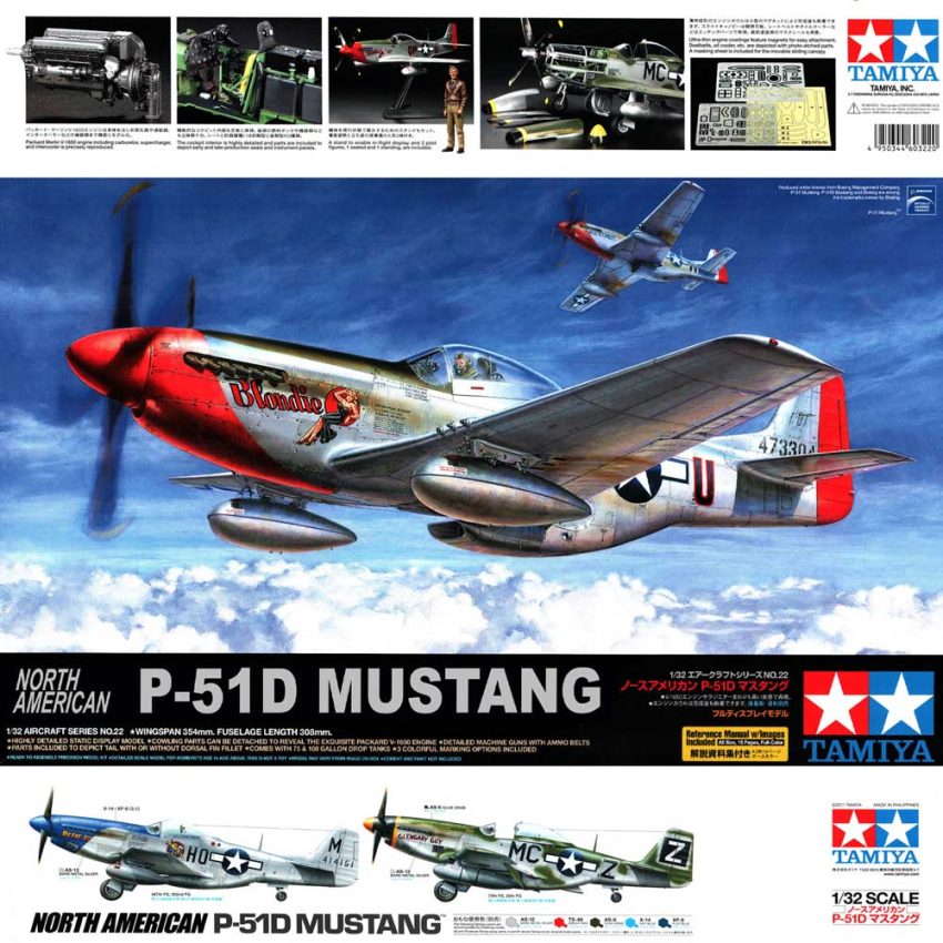 Maquette Tamiya P-51D Mustang – 1:32 – Avion 2ème Guerre Mondiale – Neuf
