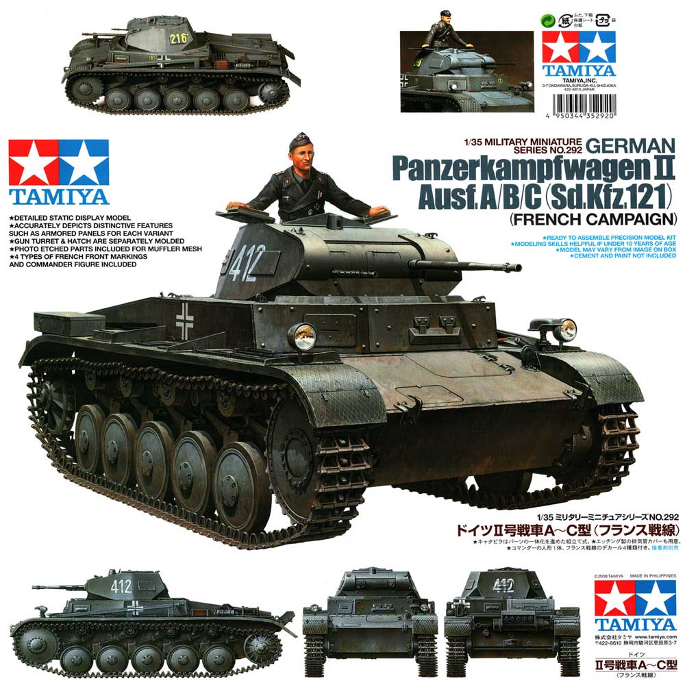 Tamiya Models – Kit Modellistico Carro Armato Panzerkampfwagen II Ausf.A/B/C, Scala 1:48, Serie Military Miniature No.70 (32570)