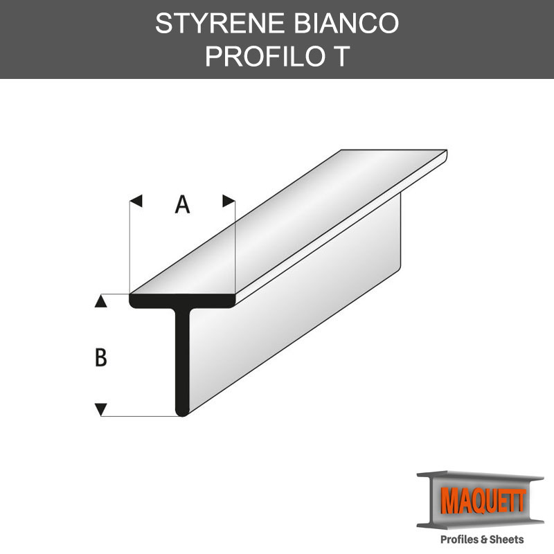 T Profili Profili Styrene – Sezione T – AMT Modellismo