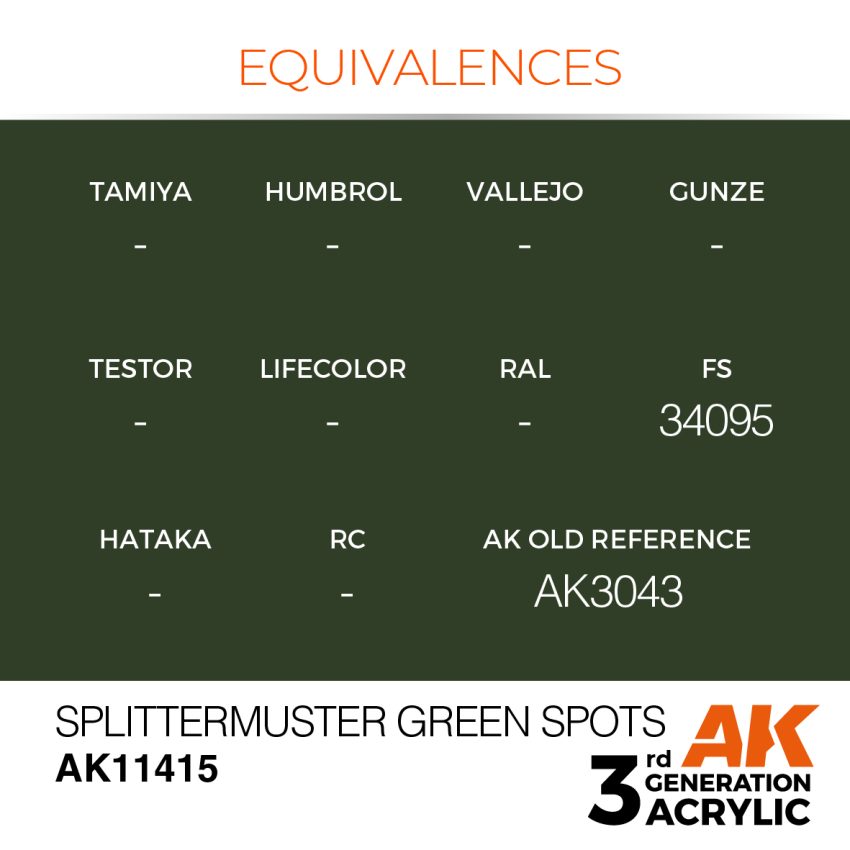 AK Acrylics 3Gen Figuur AK11415 Splittermuster Groene Vlekken – 17 Ml – Niet-giftige Verf Voor Modelbouw En Miniaturen